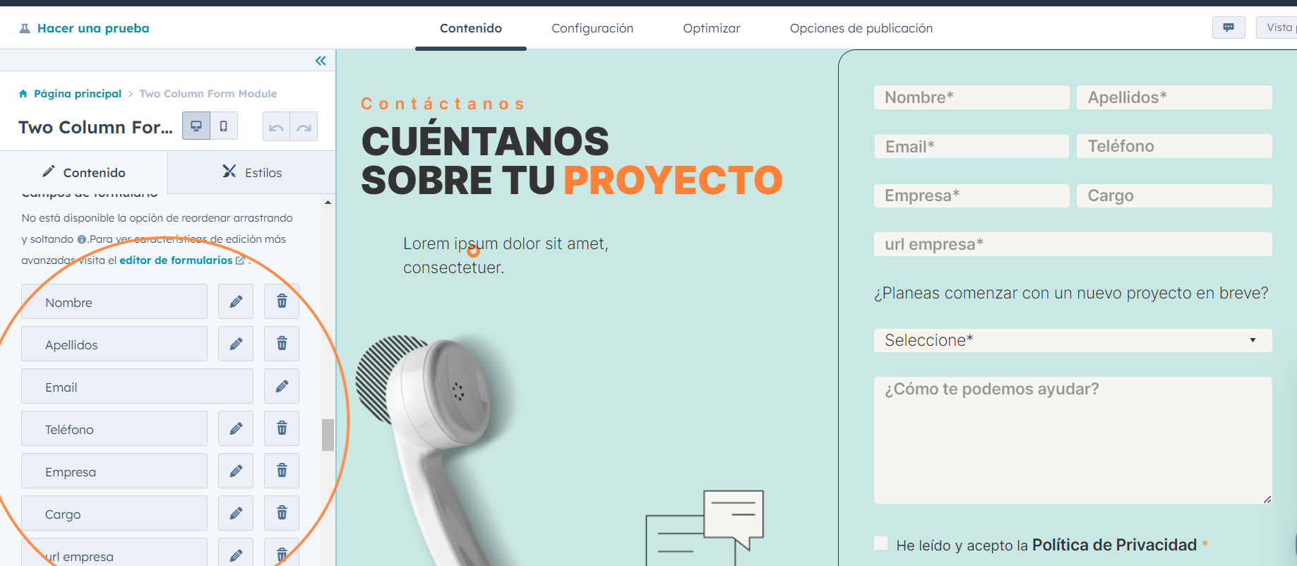 Formulario HubSpot landing page