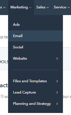 email marketing menu