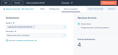 enviar correo en hubspot