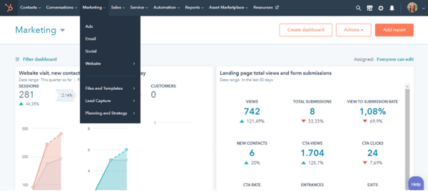 hubspot interface