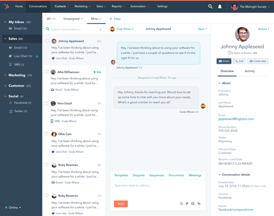 HubSpot conversaciones es una novedad de HubSpot 2017