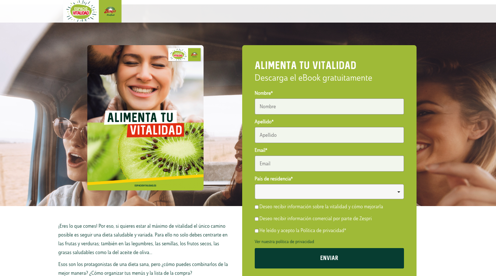 Landing page examples zespri