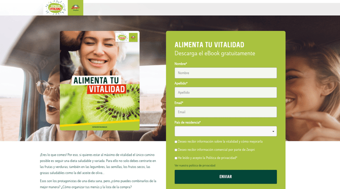 ejemplos de landing page zespri