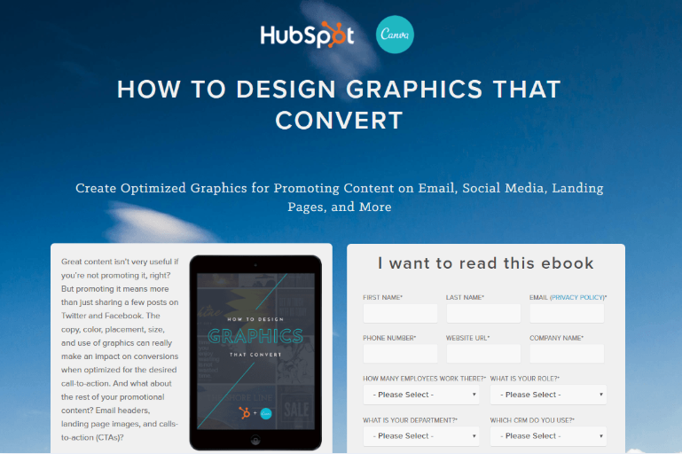 landing page examples hubspot and canva