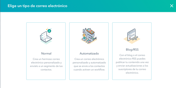 tipos de correos en HubSpot